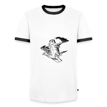 Peregrine Falcon - Kestrel - Falcon in Flight - Men's Ringer Shirt - white/black - Front - AI Model Female 172 light (172cm) & AI Model Male 178 dark (178cm)