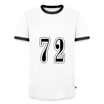 72 Zahl Symbol - Männer Kontrast-T-Shirt - Weiß/Schwarz - Vorne - AI Model Female 172 light (172cm) & AI Model Male 178 dark (178cm)
