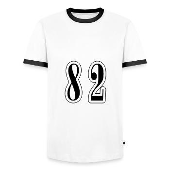 82 Number Symbol - Men's Ringer Shirt - white/black - Front - AI Model Female 172 light (172cm) & AI Model Male 178 dark (178cm)