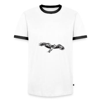 Elegant flying falcon - Men's Ringer Shirt - white/black - Front - AI Model Female 172 light (172cm) & AI Model Male 178 dark (178cm)