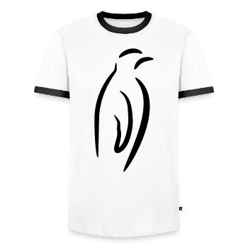 Emperor penguin drawing (line drawing penguin) - Men's Ringer Shirt - white/black - Front - AI Model Female 172 light (172cm) & AI Model Male 178 dark (178cm)