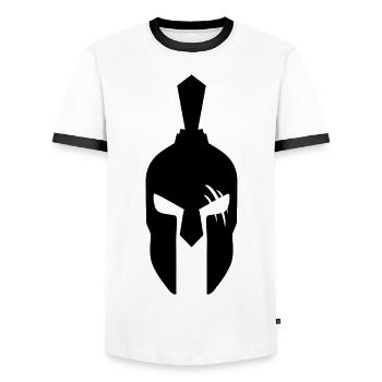 Spartaner Helm - Männer Kontrast-T-Shirt - Weiß/Schwarz - Vorne - AI Model Female 172 light (172cm) & AI Model Male 178 dark (178cm)
