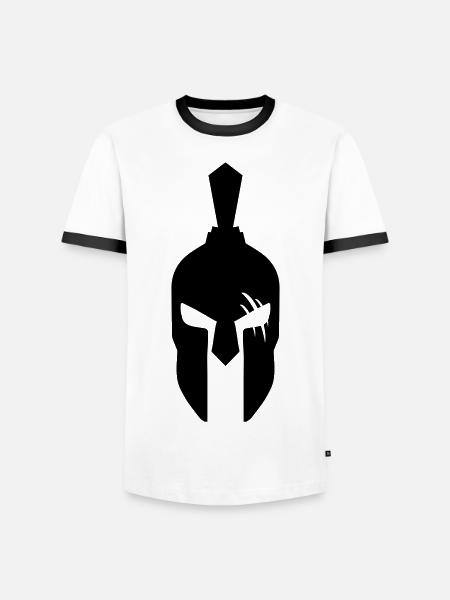 Spartaner Helm - Männer Kontrast-T-Shirt - Weiß/Schwarz