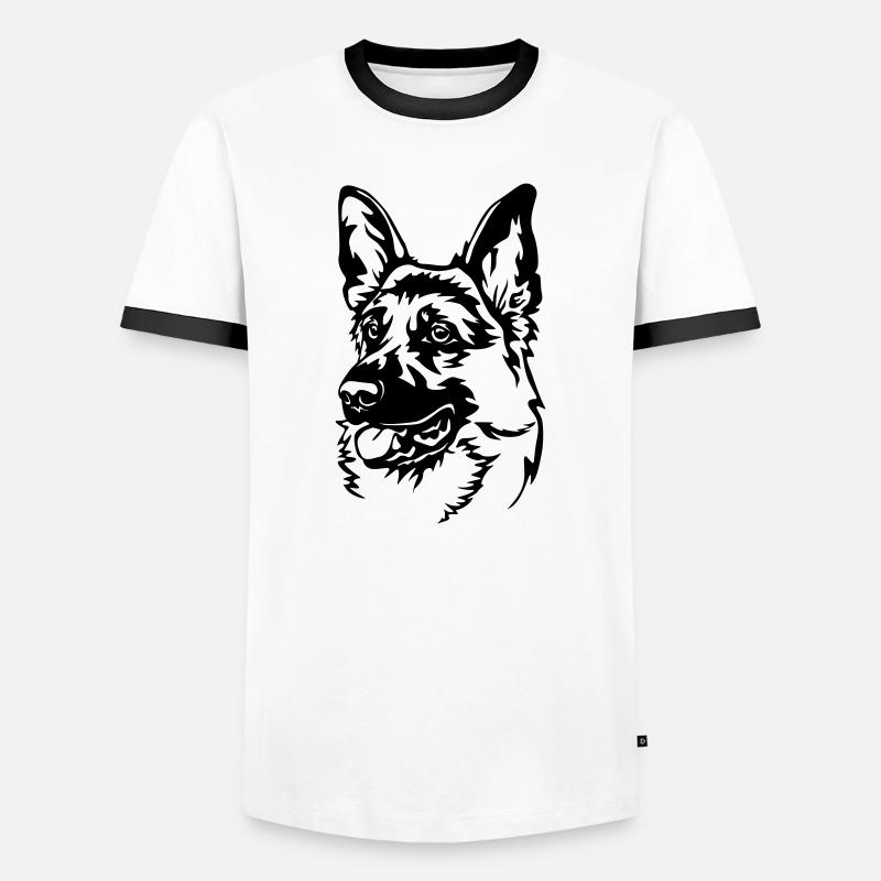 Deutscher Schäferhund - Männer Kontrast-T-Shirt - Weiß/Schwarz