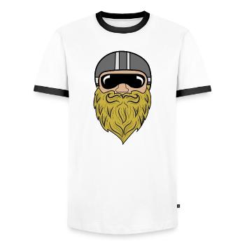 Barbe Barbe Barbe Barbe Coiffure Moustache Barbe Porteur - T-shirt contrasté Homme - blanc/noir - Devant - AI Model Female 172 light (172cm) & AI Model Male 178 dark (178cm)