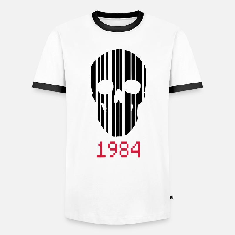 barcode Schädel 1984 - Männer Kontrast-T-Shirt - Weiß/Schwarz