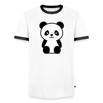 Petit ours - T-shirt contrasté Homme - blanc/noir - Devant - AI Model Female 172 light (172cm) & AI Model Male 178 dark (178cm)
