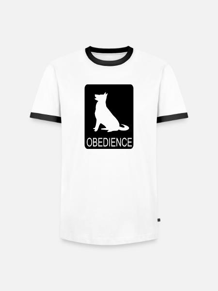 Obendience - Männer Kontrast-T-Shirt - Weiß/Schwarz