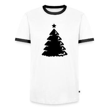 Weihnacht - Xmas - christmas - Weihnachtsbaum - 1C - Männer Kontrast-T-Shirt - Weiß/Schwarz - Vorne - AI Model Female 172 light (172cm) & AI Model Male 178 dark (178cm)