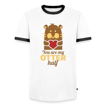 Otter - Männer Kontrast-T-Shirt - Weiß/Schwarz - Vorne - AI Model Female 172 light (172cm) & AI Model Male 178 dark (178cm)