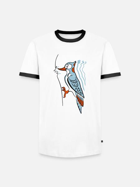 Specht hackt rum - Männer Kontrast-T-Shirt - Weiß/Schwarz
