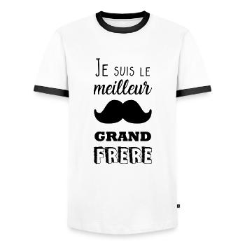Grand frére - T-shirt contrasté Homme - blanc/noir - Devant - AI Model Female 172 light (172cm) & AI Model Male 178 dark (178cm)