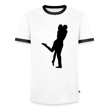 Kuss - Männer Kontrast-T-Shirt - Weiß/Schwarz - Vorne - AI Model Female 172 light (172cm) & AI Model Male 178 dark (178cm)
