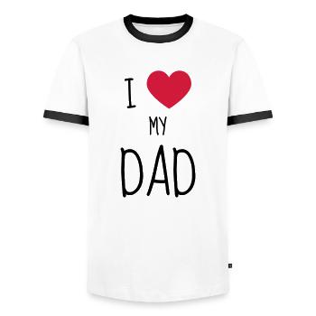 Dad - Daddy - Papa - Baby - Birth - Father - Vati - Men's Ringer Shirt - white/black - Front - AI Model Female 172 light (172cm) & AI Model Male 178 dark (178cm)