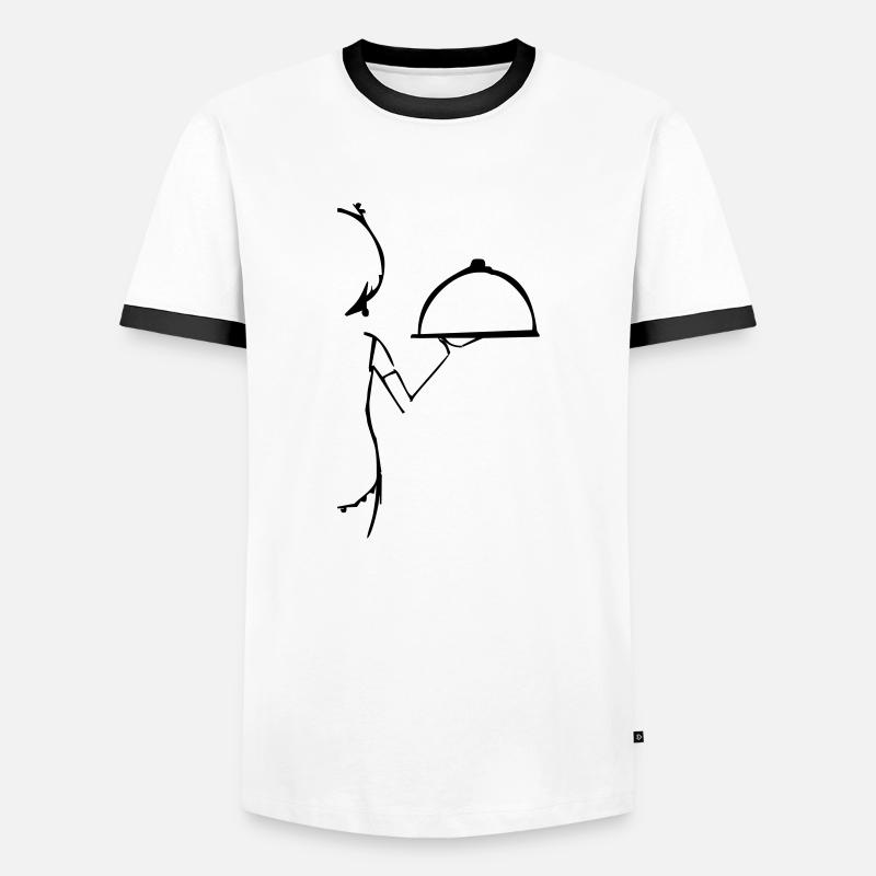 Restaurant, Crew, Kellnerin - Männer Kontrast-T-Shirt - Weiß/Schwarz