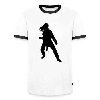 Karate female eu - Men's Ringer Shirt - white/black - Front - AI Model Female 172 light (172cm) & AI Model Male 178 dark (178cm)