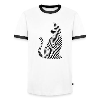 Chat ADN ADN empreinte digitale chat meow cadeau - T-shirt contrasté Homme - blanc/noir - Devant - AI Model Female 172 light (172cm) & AI Model Male 178 dark (178cm)