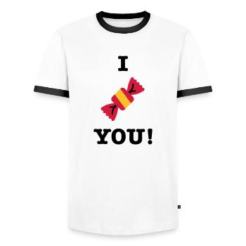 I love you candy candy saying - Men's Ringer Shirt - white/black - Front - AI Model Female 172 light (172cm) & AI Model Male 178 dark (178cm)