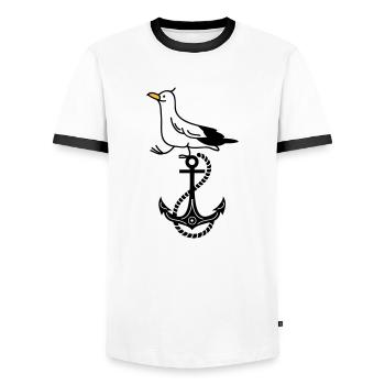 Anchor and seagull - Men's Ringer Shirt - white/black - Front - AI Model Female 172 light (172cm) & AI Model Male 178 dark (178cm)