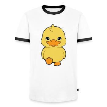 Duck Ducks - Men's Ringer Shirt - white/black - Front - AI Model Female 172 light (172cm) & AI Model Male 178 dark (178cm)