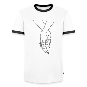 hands couple - Männer Kontrast-T-Shirt - Weiß/Schwarz - Vorne - AI Model Female 172 light (172cm) & AI Model Male 178 dark (178cm)