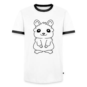 Dear little cute hamster - Men's Ringer Shirt - white/black - Front - AI Model Female 172 light (172cm) & AI Model Male 178 dark (178cm)