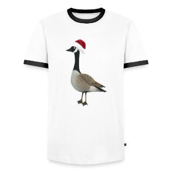 Weihnachtsgans - Männer Kontrast-T-Shirt - Weiß/Schwarz - Vorne - AI Model Female 172 light (172cm) & AI Model Male 178 dark (178cm)