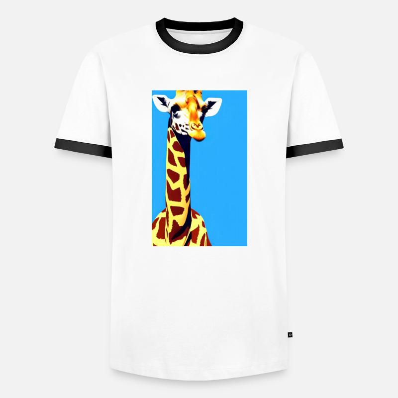 Comic Cartoon Drawing Giraffe Giraffa - Men's Ringer Shirt - white/black