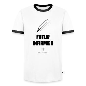 Futur infirmier - T-shirt contrasté Homme - blanc/noir - Devant - AI Model Female 172 light (172cm) & AI Model Male 178 dark (178cm)