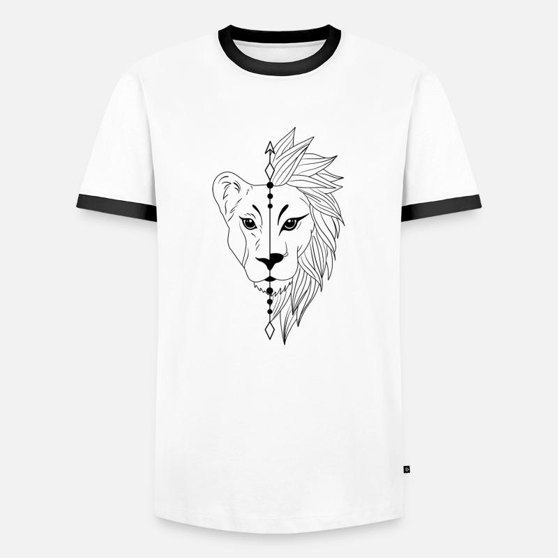 Löwe - Männer Kontrast-T-Shirt - Weiß/Schwarz