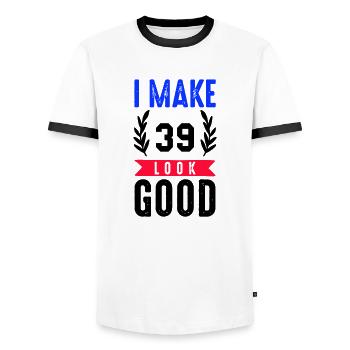 look good 39 - Männer Kontrast-T-Shirt - Weiß/Schwarz - Vorne - AI Model Female 172 light (172cm) & AI Model Male 178 dark (178cm)