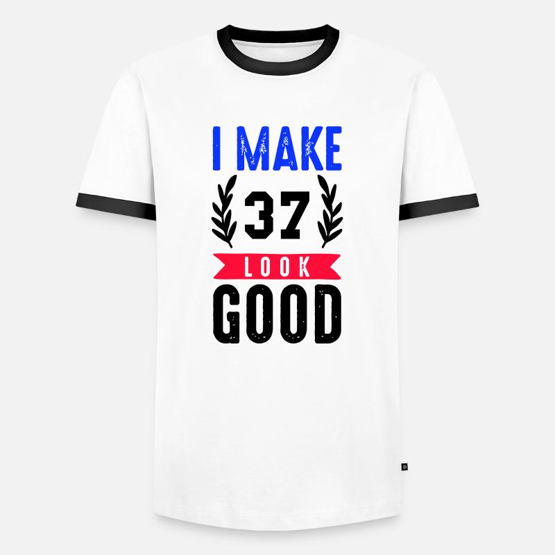look good 37 - Men's Ringer Shirt - white/black
