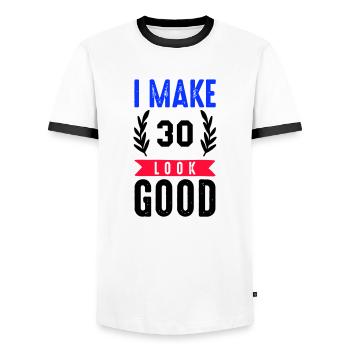 look good 30 - Männer Kontrast-T-Shirt - Weiß/Schwarz - Vorne - AI Model Female 172 light (172cm) & AI Model Male 178 dark (178cm)