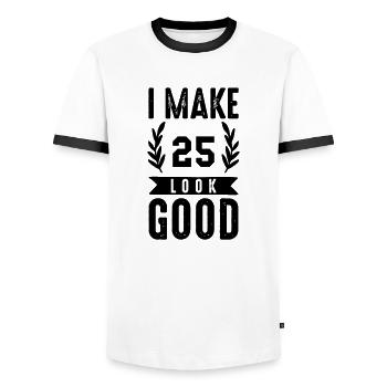 look good 25 - Männer Kontrast-T-Shirt - Weiß/Schwarz - Vorne - AI Model Female 172 light (172cm) & AI Model Male 178 dark (178cm)