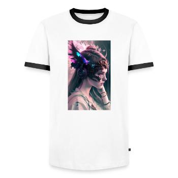 ARTWORK Dragon Girl Mel - Männer Kontrast-T-Shirt - Weiß/Schwarz - Vorne - AI Model Female 172 light (172cm) & AI Model Male 178 dark (178cm)