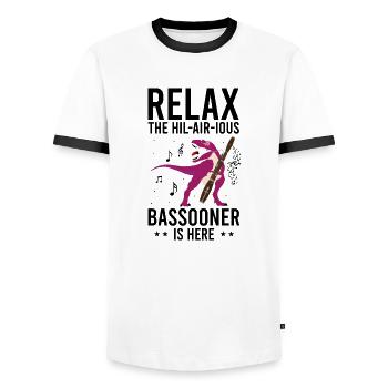 Fagottrohr für Fagottist und Fagottorchester - Männer Kontrast-T-Shirt - Weiß/Schwarz - Vorne - AI Model Female 172 light (172cm) & AI Model Male 178 dark (178cm)