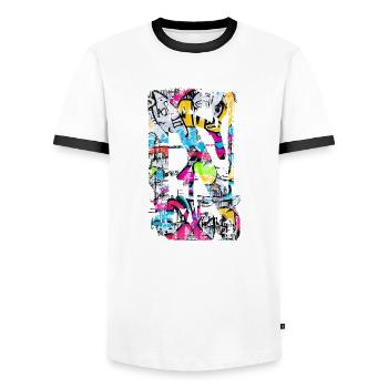 Graffiti style Splash hip hop colors painter color - Men's Ringer Shirt - white/black - Front - AI Model Female 172 light (172cm) & AI Model Male 178 dark (178cm)