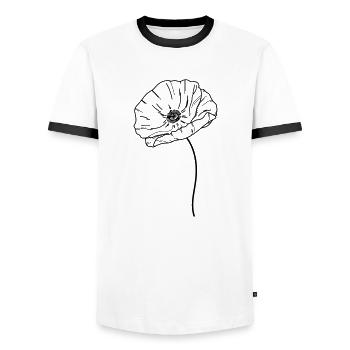 Poppy Flower 21 Artboard 13 - Men's Ringer Shirt - white/black - Front - AI Model Female 172 light (172cm) & AI Model Male 178 dark (178cm)