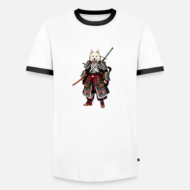 Samurai Wolf - Men's Ringer Shirt - white/black