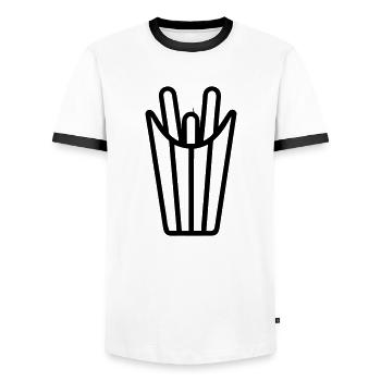 cornet de frites - T-shirt contrasté Homme - blanc/noir - Devant - AI Model Female 172 light (172cm) & AI Model Male 178 dark (178cm)