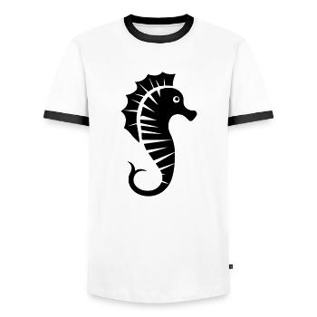 Sea horse - Men's Ringer Shirt - white/black - Front - AI Model Female 172 light (172cm) & AI Model Male 178 dark (178cm)