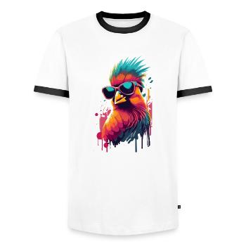 Cardinal Vogel rouge - T-shirt contrasté Homme - blanc/noir - Devant - AI Model Female 172 light (172cm) & AI Model Male 178 dark (178cm)