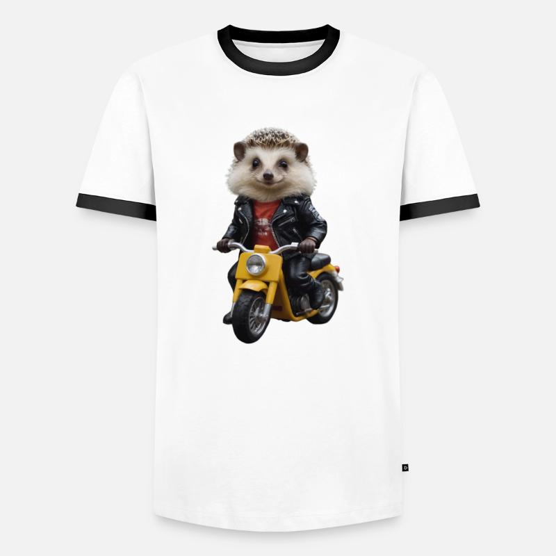 Igel Scooter - Männer Kontrast-T-Shirt - Weiß/Schwarz
