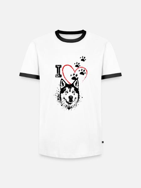 ICH LIEBE HUNDE - Männer Kontrast-T-Shirt - Weiß/Schwarz