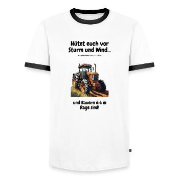 Bauernproteste - Bauerndemo 2024 Shirt&Jacken - Männer Kontrast-T-Shirt - Weiß/Schwarz - Vorne - AI Model Female 172 light (172cm) & AI Model Male 178 dark (178cm)