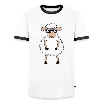 Sheep Sunglasses Party Sheep Lamb Cute Cool - Men's Ringer Shirt - white/black - Front - AI Model Female 172 light (172cm) & AI Model Male 178 dark (178cm)