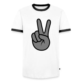 Main de la Paix - T-shirt contrasté Homme - blanc/noir - Devant - AI Model Female 172 light (172cm) & AI Model Male 178 dark (178cm)