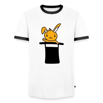Lapin Sorcier Chapeau Haut de Forme Enfant Bébé Sorcier Mignon - T-shirt contrasté Homme - blanc/noir - Devant - AI Model Female 172 light (172cm) & AI Model Male 178 dark (178cm)