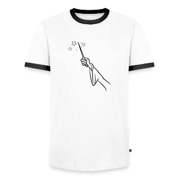 Wizard wand - Men's Ringer Shirt - white/black - Front - AI Model Female 172 light (172cm) & AI Model Male 178 dark (178cm)