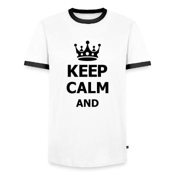 keep calm - Men's Ringer Shirt - white/black - Front - AI Model Female 172 light (172cm) & AI Model Male 178 dark (178cm)